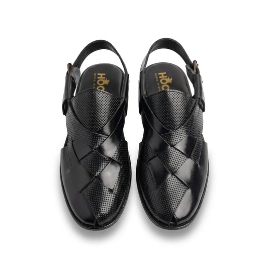 Heritage Black Leather Peshawari Sandal
